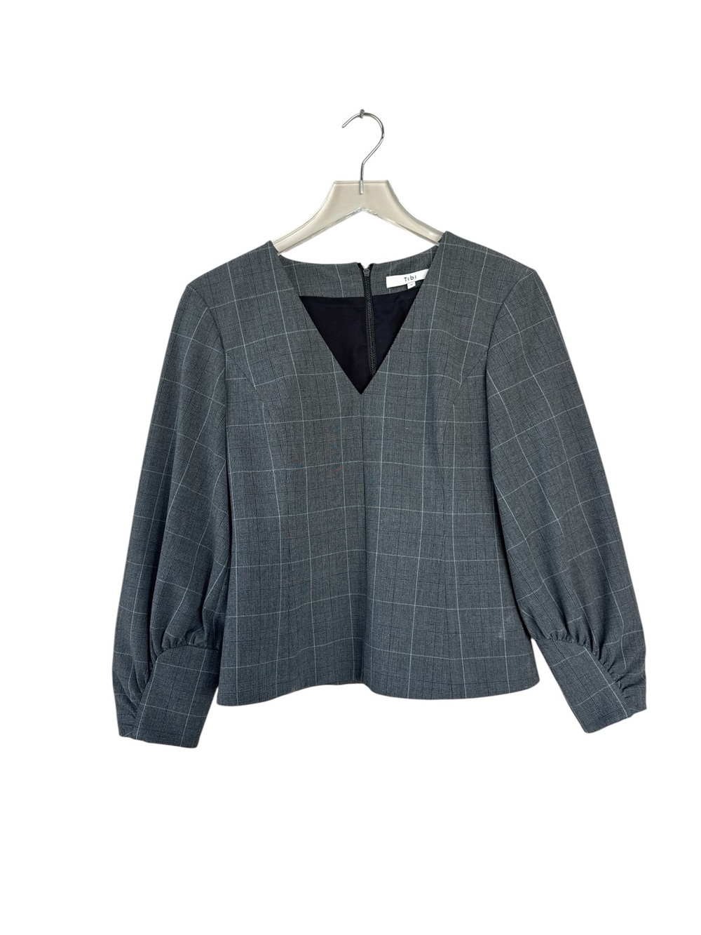 Tibi Seamed Corset Top | Glen Plaid V-Neck Blouse | Size 4